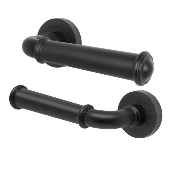 Claro Matt Black Lever on Rose Door Handles - Heavy Duty - FD30-60 Rated - Featured Image