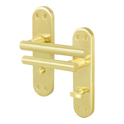 Olbia Satin Brass Lever on Backplate Door Handles - Bathroom - tradefit
