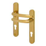 Polished Brass UPVC Door Handles - 92mm PZ Centres - 122mm Fixing Centres - 245 x 34mm - tradefit - 1