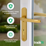 Polished Brass UPVC Door Handles - 92mm PZ Centres - 122mm Fixing Centres - 245 x 34mm - tradefit - 3