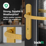 Polished Brass UPVC Door Handles - 92mm PZ Centres - 122mm Fixing Centres - 245 x 34mm - tradefit - 5