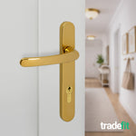 Polished Brass UPVC Door Handles - 92mm PZ Centres - 122mm Fixing Centres - 245 x 34mm - tradefit - 6