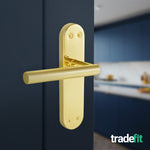 Olbia Brass Plated Lever on Backplate Door Handle Pack - 76mm Latch - tradefit - 6