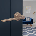 Tapera Antique Brass Lever on Rose Door Handle Kit - Medium Duty FD30/60 - 76mm Latch - tradefit - 6