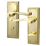 Georgian Rope Edge Scroll Polished Brass Door Handles - Bathroom - tradefit - 1