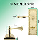 Georgian Rope Edge Scroll Polished Brass Door Handles - Bathroom - tradefit - 3