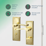 Georgian Rope Edge Scroll Polished Brass Door Handle Pack - 80mm Bathroom - tradefit - 2