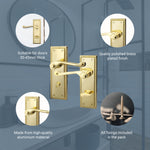 Georgian Rope Edge Scroll Polished Brass Door Handles - Bathroom - tradefit - 4