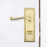 Georgian Rope Edge Scroll Polished Brass Door Handle Pack - 80mm Bathroom - tradefit - 5
