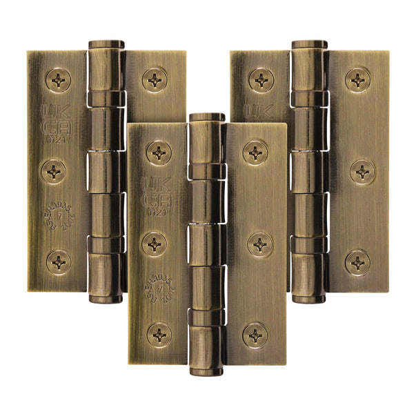 Florentine Bronze Fire Door Hinges - 3 Inch/76mm - Grade 7 Ball Bearing - Pack of 3 Hinges - tradefit - Featured Image