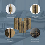 Florentine Bronze Fire Door Hinges - 3 Inch/76mm - Grade 7 Ball Bearing - Pack of 3 Hinges - tradefit - 4