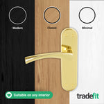 Nola Brass Plated Lever on Backplate Door Handles - Latch - tradefit - 5
