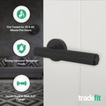 Moreno Matt Black Lever on Rose Door Handles - Heavy Duty - FD30/60 Rated - tradefit - 2