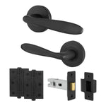 Sassari Matt Black Lever on Rose Door Handle Pack - 64mm Latch - tradefit - 1