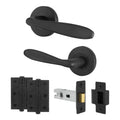 Sassari Matt Black Lever on Rose Door Handle Pack - 76mm Latch