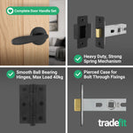 Sassari Matt Black Lever on Rose Door Handle Pack - 76mm Latch - tradefit - 5