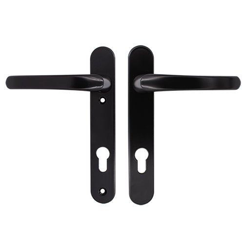 Black UPVC Door Handles - 92mm PZ Centres - 122mm Fixing Centres - 240 x 32mm - tradefit - Featured Image