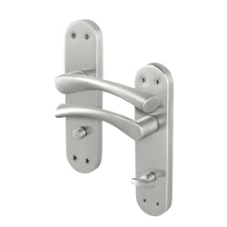 Nola Satin Nickel Lever on Backplate Door Handle - Bathroom - tradefit