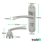 Nola Satin Nickel Lever on Backplate Door Handle Pack - 64mm Bathroom Lock - tradefit - 2