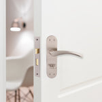 Nola Satin Nickel Door Handle Pack - 80mm Bathroom - tradefit - 6