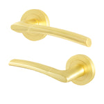 Bosa Satin Brass Lever on Rose Door Handles - Standard Duty FD30/60 Rated - tradefit - 1