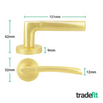 Bosa Satin Brass Lever on Rose Door Handle Pack - 76mm Latch - tradefit - 2