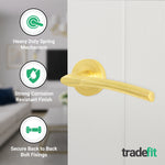 Bosa Satin Brass Lever on Rose Door Handle Pack - 76mm Latch - tradefit - 4