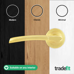 Bosa Satin Brass Lever on Rose Door Handle Pack - 80mm Bathroom Lock - tradefit - 7