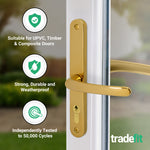 Polished Brass UPVC Door Handles - 68mm PZ Centres - 215mm Fixing Centres - 246 x 32mm - tradefit - 3