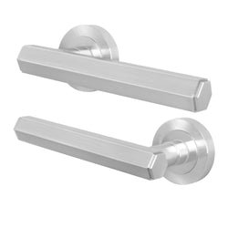 Moreno Satin Nickel Lever on Rose Door Handles - Heavy Duty - FD30/60 Rated - tradefit