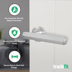 Moreno Satin Nickel Lever on Rose Door Handle Kit - Medium Duty FD30/60 - 76mm Latch - tradefit - 2