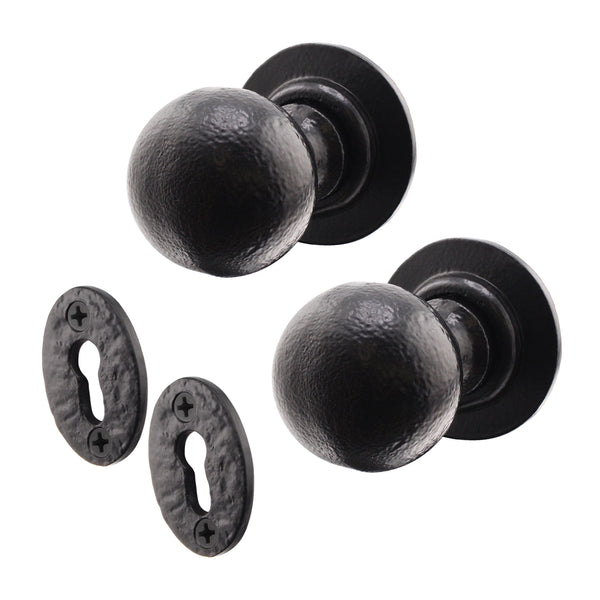 Tudor Black Iron Mortice/Rim Door Knob With Escutcheon - tradefit - Featured Image