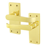 Straight Pattern Polished Brass Door Handles - Latch - tradefit - 1