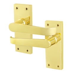 Straight Pattern Polished Brass Door Handles - Latch - tradefit