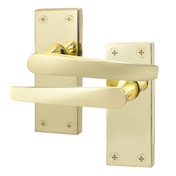 Straight Pattern Polished Brass Door Handles - Latch - tradefit - Featured Image