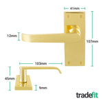 Straight Pattern Polished Brass Door Handle Pack - 76mm Latch - tradefit - 2