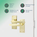Straight Pattern Polished Brass Door Handles - Latch - tradefit - 2