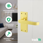 Straight Pattern Polished Brass Door Handles - Latch - tradefit - 3