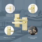 Straight Pattern Polished Brass Door Handles - Latch - tradefit - 4