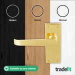 Straight Pattern Polished Brass Door Handle Pack - 76mm Latch - tradefit - 7