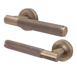 Aurora Antique Brass Lever on Rose Door Handles - Heavy Duty - FD30/60 Rated - 1