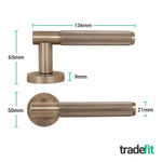 Aurora Antique Brass Lever on Rose Door Handle Kit - Medium Duty FD30/60 - 80mm Euro Sashlock and Thumbturn Cylinder - Master Keyed - tradefit - 4