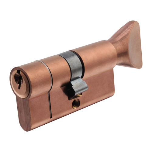 5 Pin 50/50mm 100mm [45+45+10mm] Euro Cylinder and Turn - Keyed to Differ - Satin Antique Bronze - tradefit