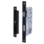 DIN Euro Profile Escape Sashlock Case - Square Forend - 60mm Backset / 90mm Case - Matt Black - tradefit - 1