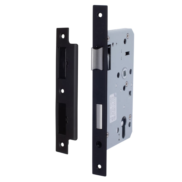 DIN Euro Profile Escape Sashlock Case - Square Forend - 60mm Backset / 90mm Case - Matt Black - tradefit - Featured Image
