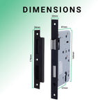DIN Euro Profile Escape Sashlock Case - Square Forend - 60mm Backset / 90mm Case - Matt Black - tradefit - 4