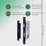 DIN Euro Profile Escape Sashlock Case - Square Forend - 60mm Backset / 90mm Case - Matt Black - tradefit - 2