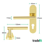 Olbia Brass Plated Lever on Backplate Door Handle Kit - 80mm Euro Sashlock and Cylinder & Turn - Master Keyed - tradefit - 2