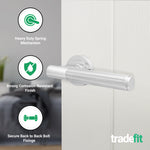 Aurora Polished Chrome Lever on Rose Door Handle Kit - 64mm Latch - tradefit - 2
