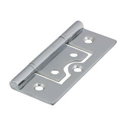 Solid Brass Plain Bearing Flush Hinge - 75 x 50mm - Polished Chrome - tradefit
